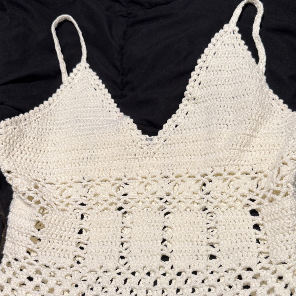 Crochet White/cream colored One-Piece body suit Sz.L - Picture 4 of 15